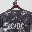 Close-up of the collar and tag on the Vintage 2010s AC/DC High Voltage Tie-Dye Tee S