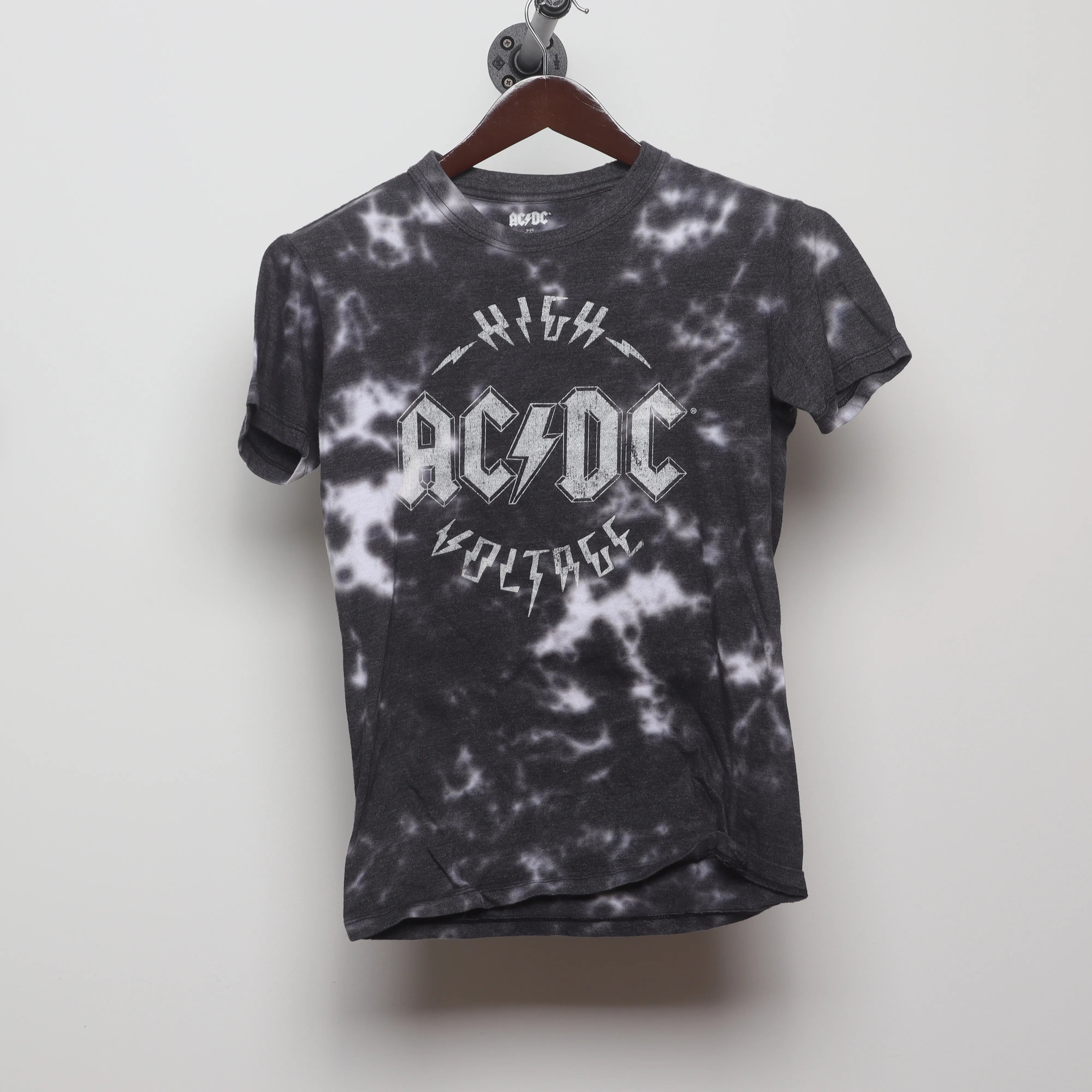 Front view of Vintage 2010s AC/DC High Voltage Tie-Dye Tee S