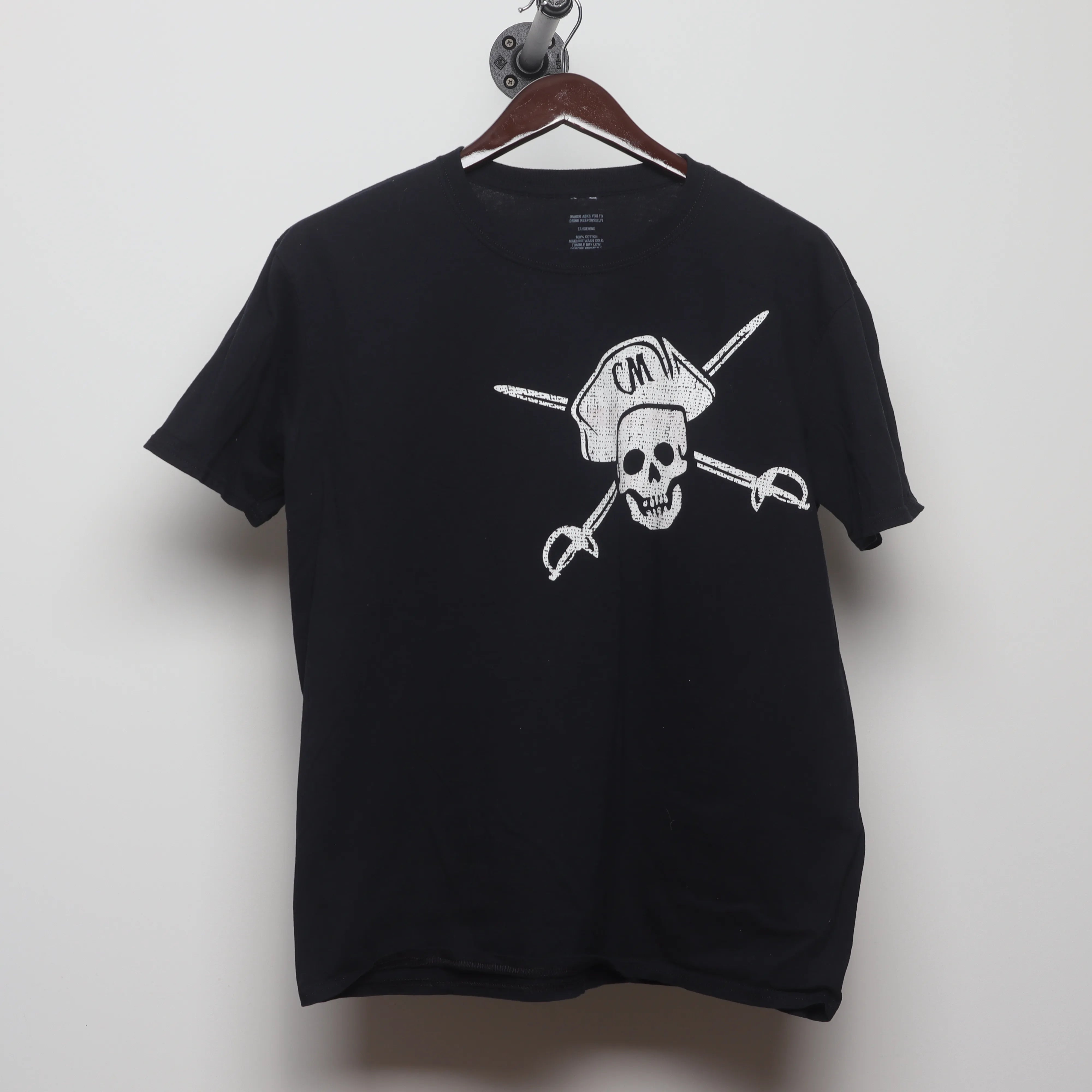 Front view of Vintage 2010s Captain Morgan Pirate Skull T-Shirt L