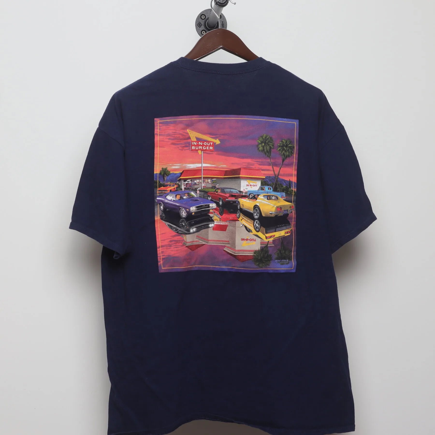 Back view of Vintage 2010s In-N-Out Burger "Classic Cars Sunset" T-Shirt - XL