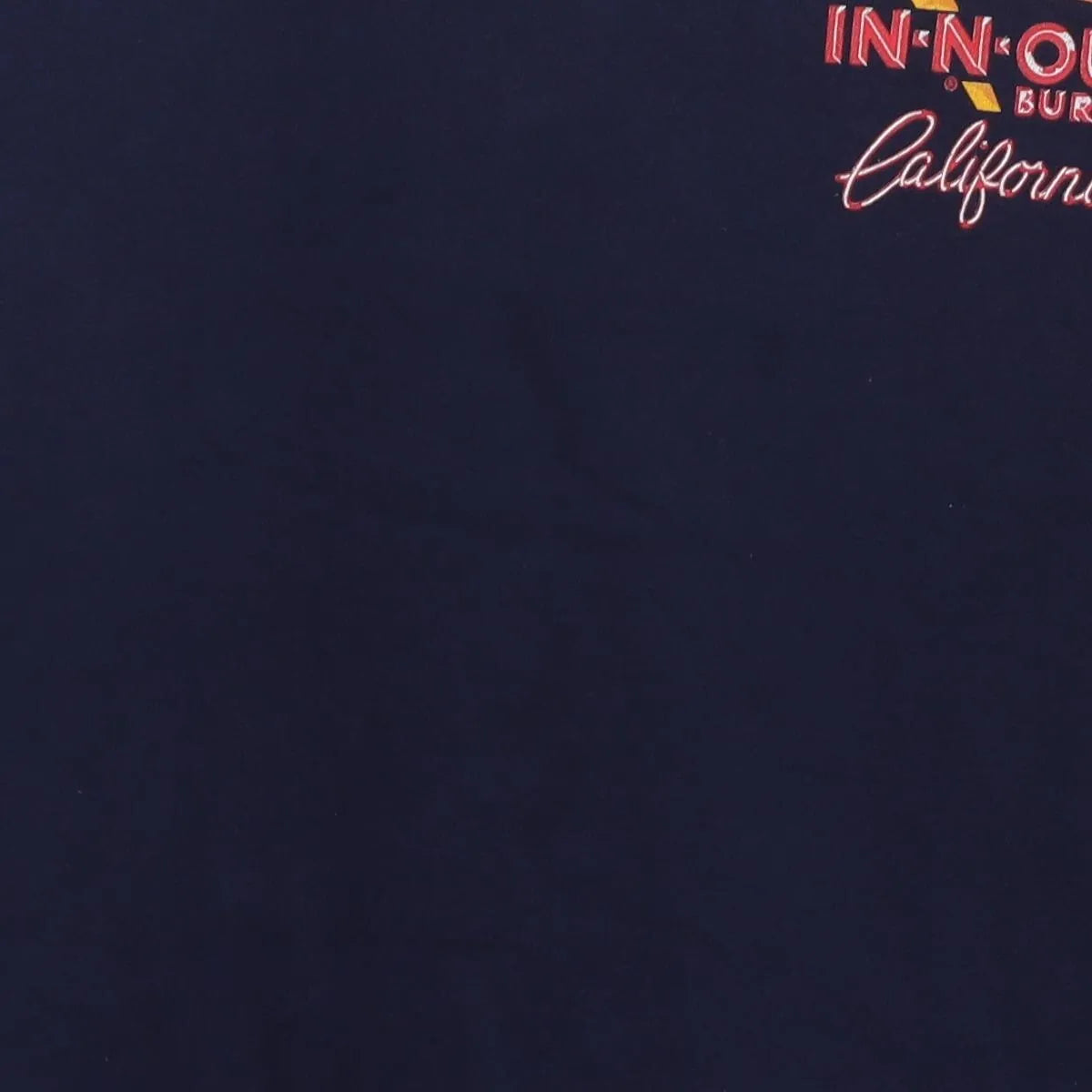 Close-up of the main graphic on the Vintage 2010s In-N-Out Burger "Classic Cars Sunset" T-Shirt - XL