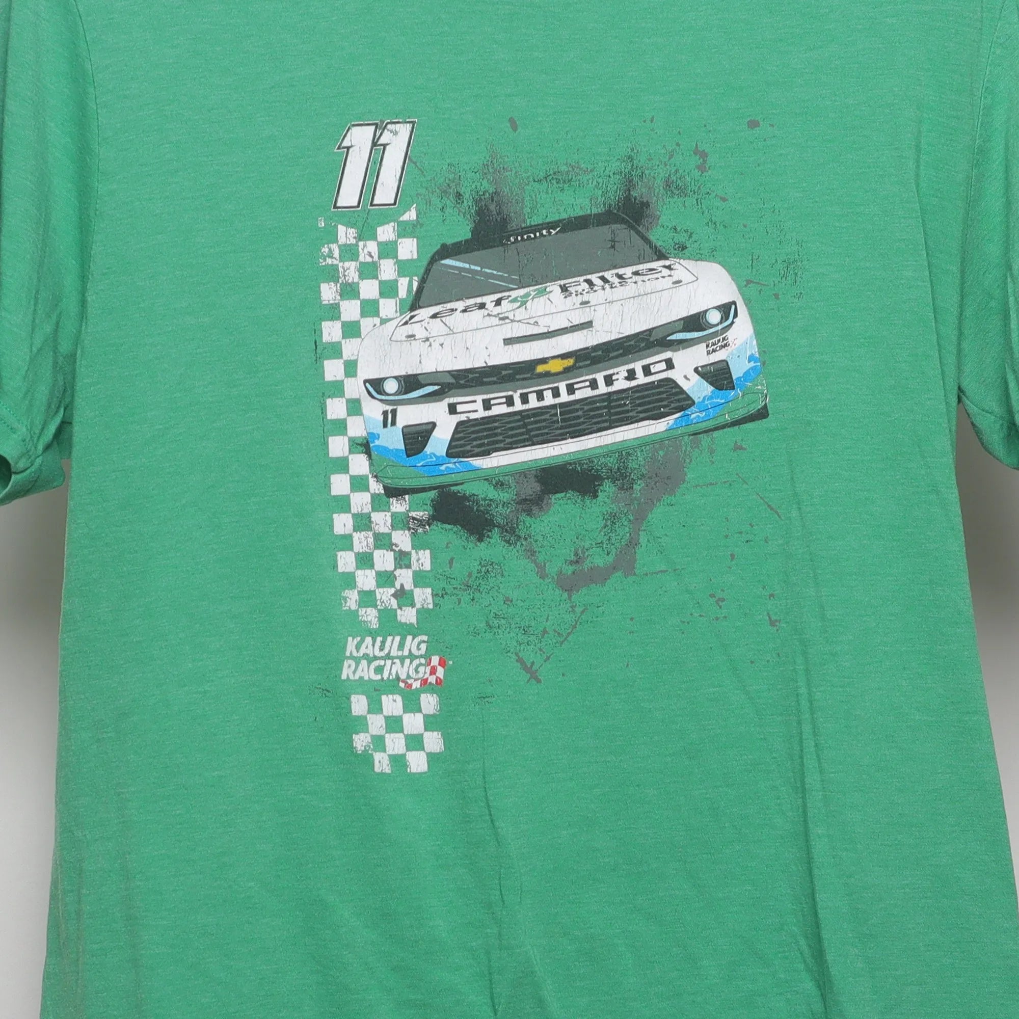 Close-up of the main graphic on the Vintage 2010s Kaulig Racing NASCAR T-Shirt M