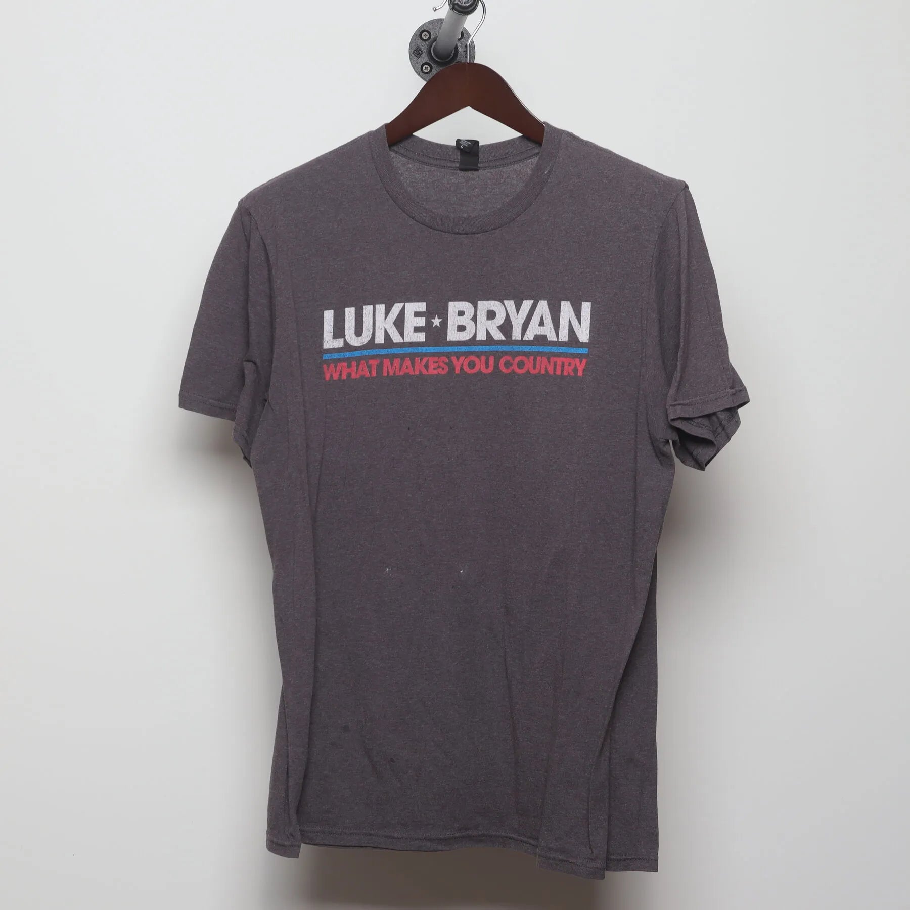Front view of Vintage 2010s Luke Bryan "What Makes You Country Tour 2018" T-Shirt - M