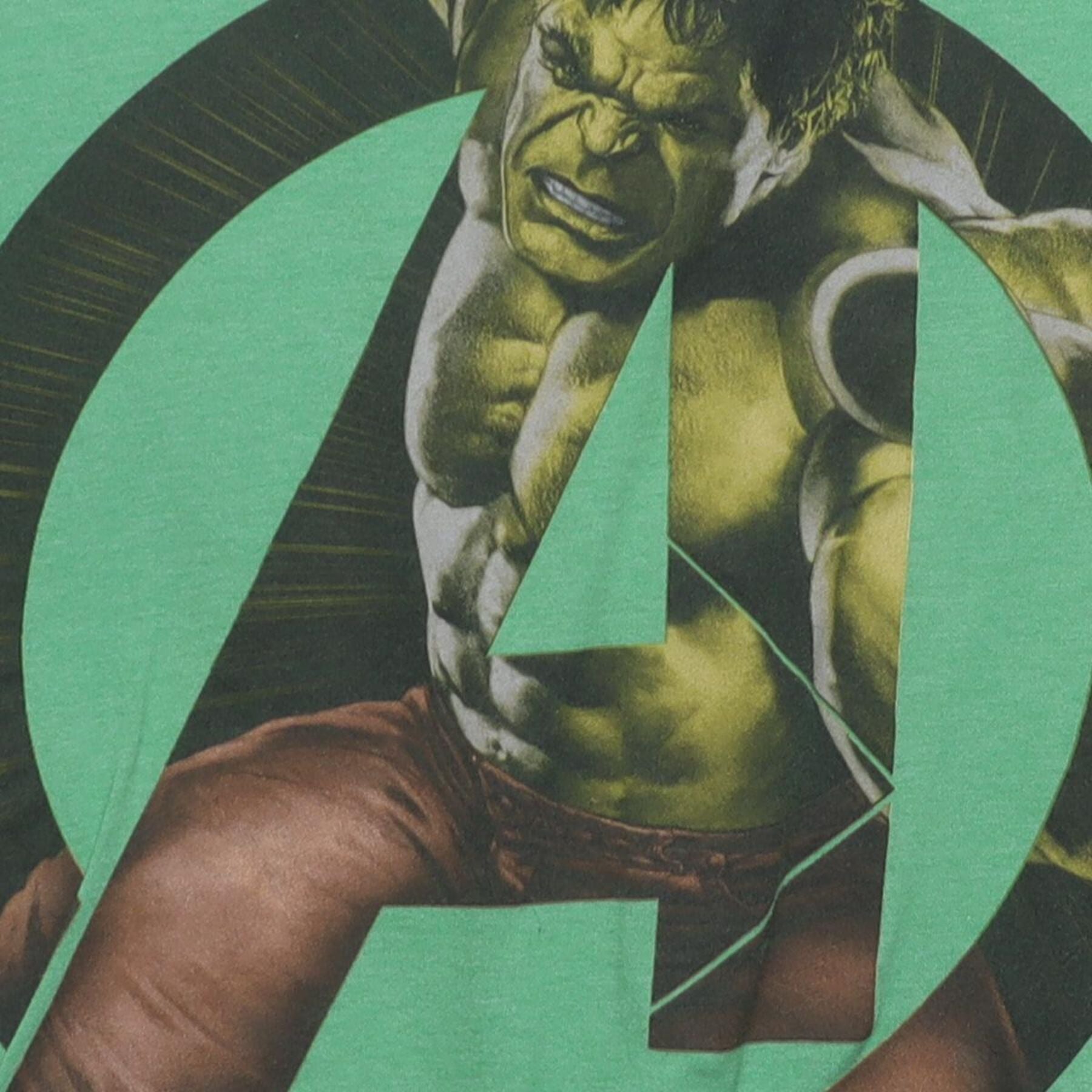 Close-up of the main graphic on the Vintage 2010s Marvel "The Incredible Hulk Avengers" T-Shirt - S