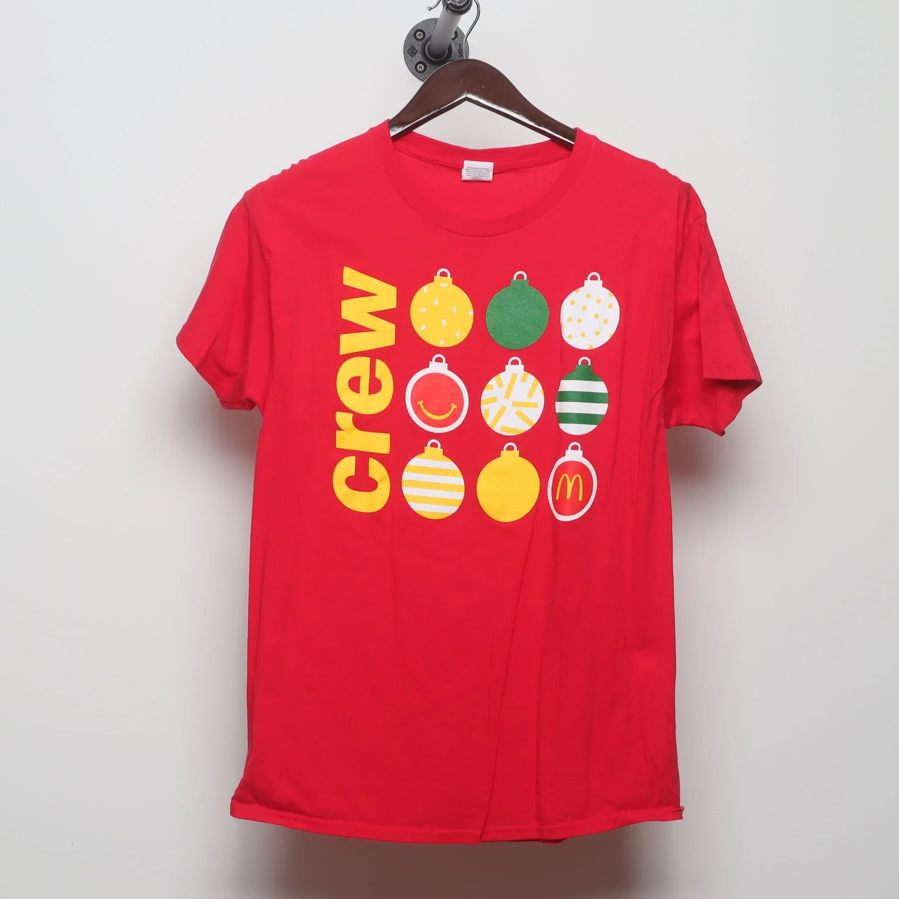 Front view of Vintage 2010s McDonald's "Christmas Crew Ornaments" T-Shirt - S
