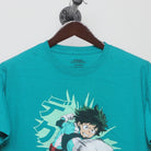 Close-up of the collar and tag on the Vintage 2010s My Hero Academia Deku Anime T-Shirt L
