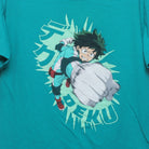 Close-up of the main graphic on the Vintage 2010s My Hero Academia Deku Anime T-Shirt L