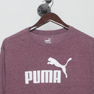Close-up of the collar and tag on the Vintage 2010s Puma Big Logo Heathered T-Shirt XL