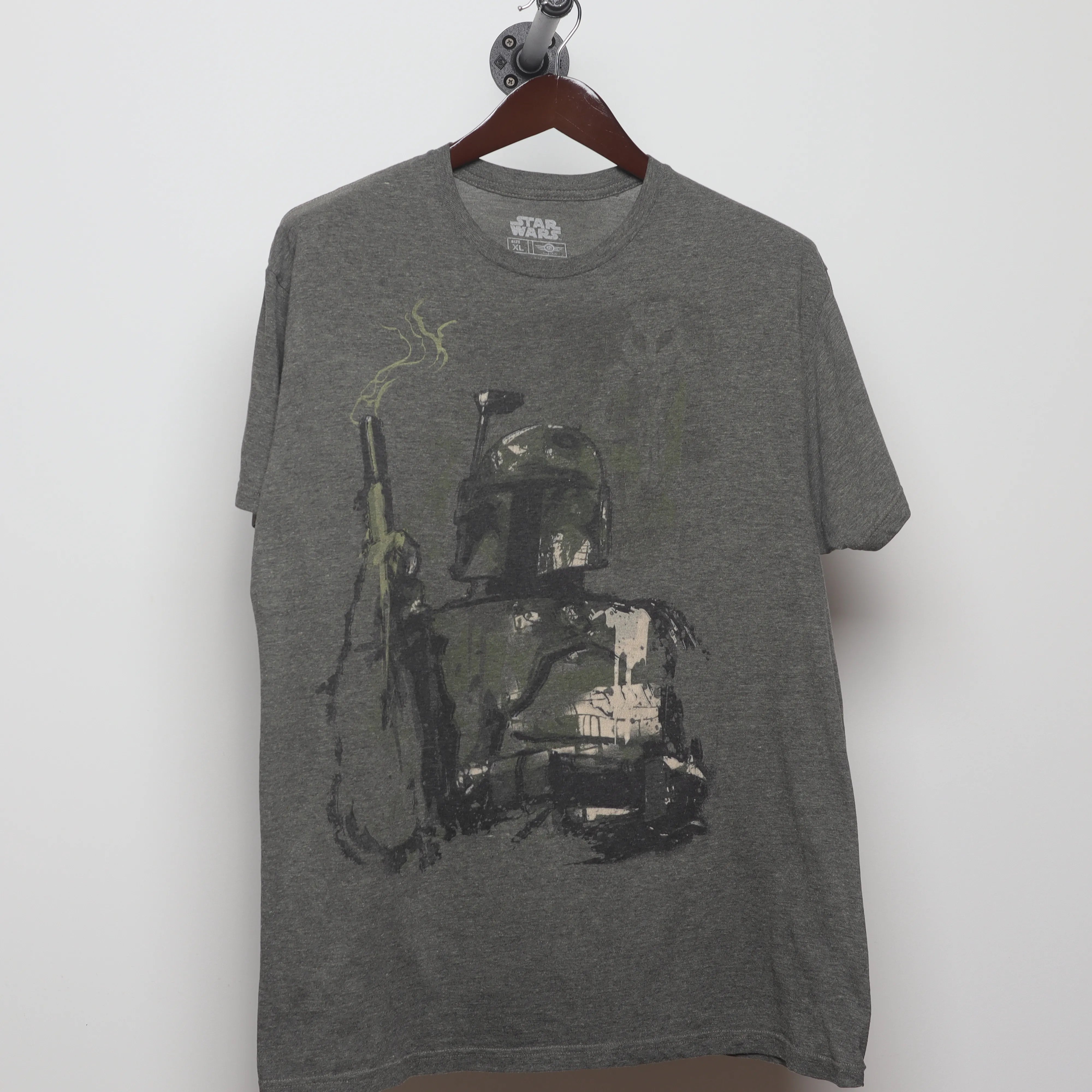 Front view of Vintage 2010s Star Wars Boba Fett Sketch Tee L