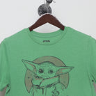 Close-up of the collar and tag on the Vintage 2010s Star Wars Grogu 'I'm All Ears' Tee M