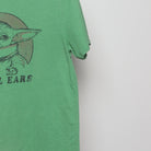 Close-up of the sleeve on the Vintage 2010s Star Wars Grogu 'I'm All Ears' Tee M