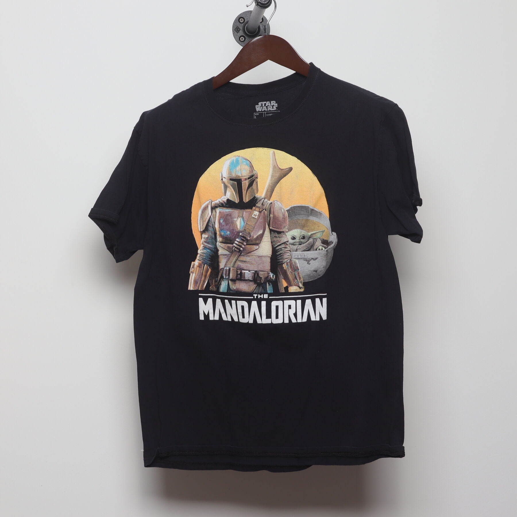 Front view of Vintage 2010s Star Wars "The Mandalorian and The Child" T-Shirt - M