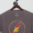 Close-up of the collar and tag on the Vintage 2010s The Flash Distressed Logo T-Shirt L
