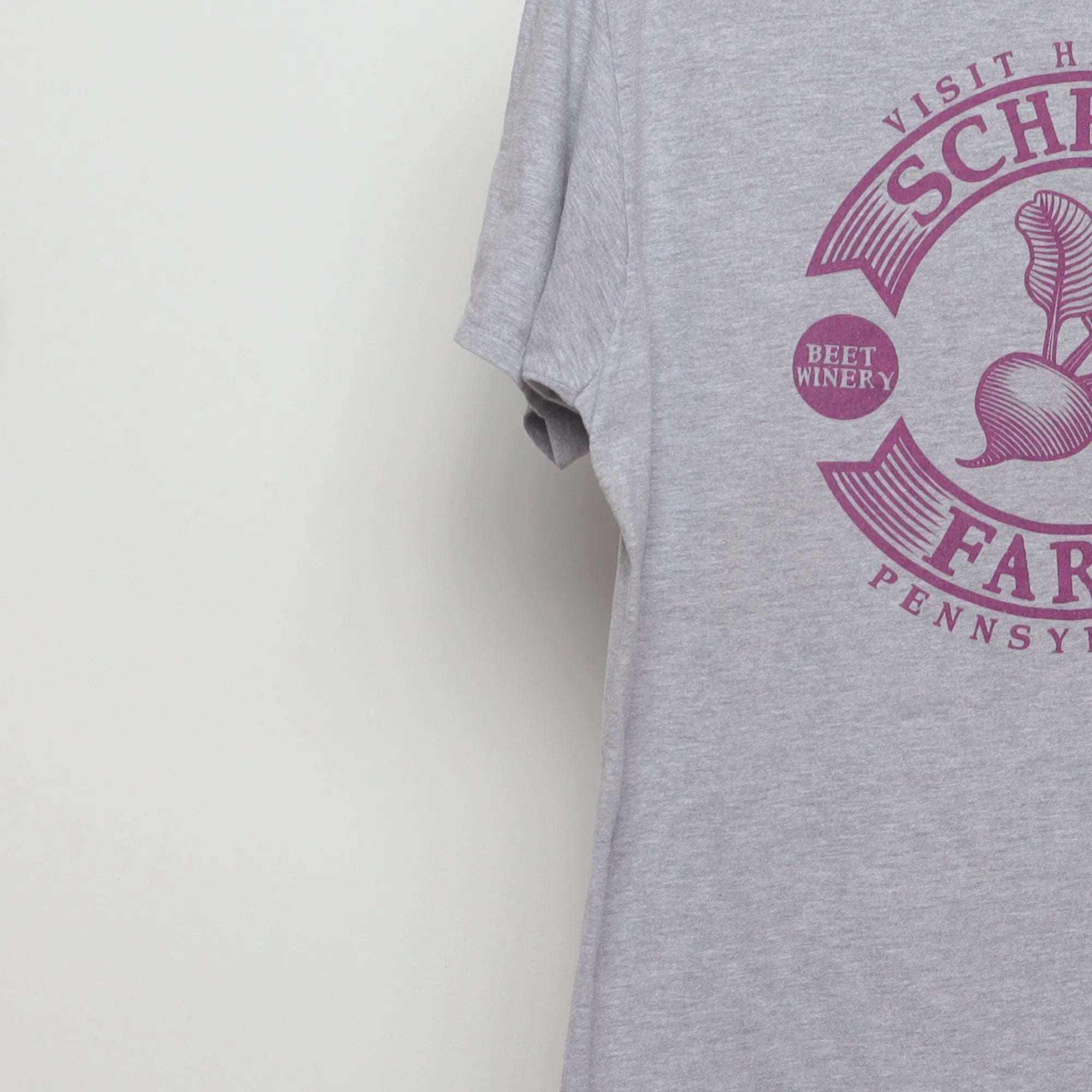 Close-up of the sleeve on the Vintage 2010s The Office Schrute Farms Graphic Tee M