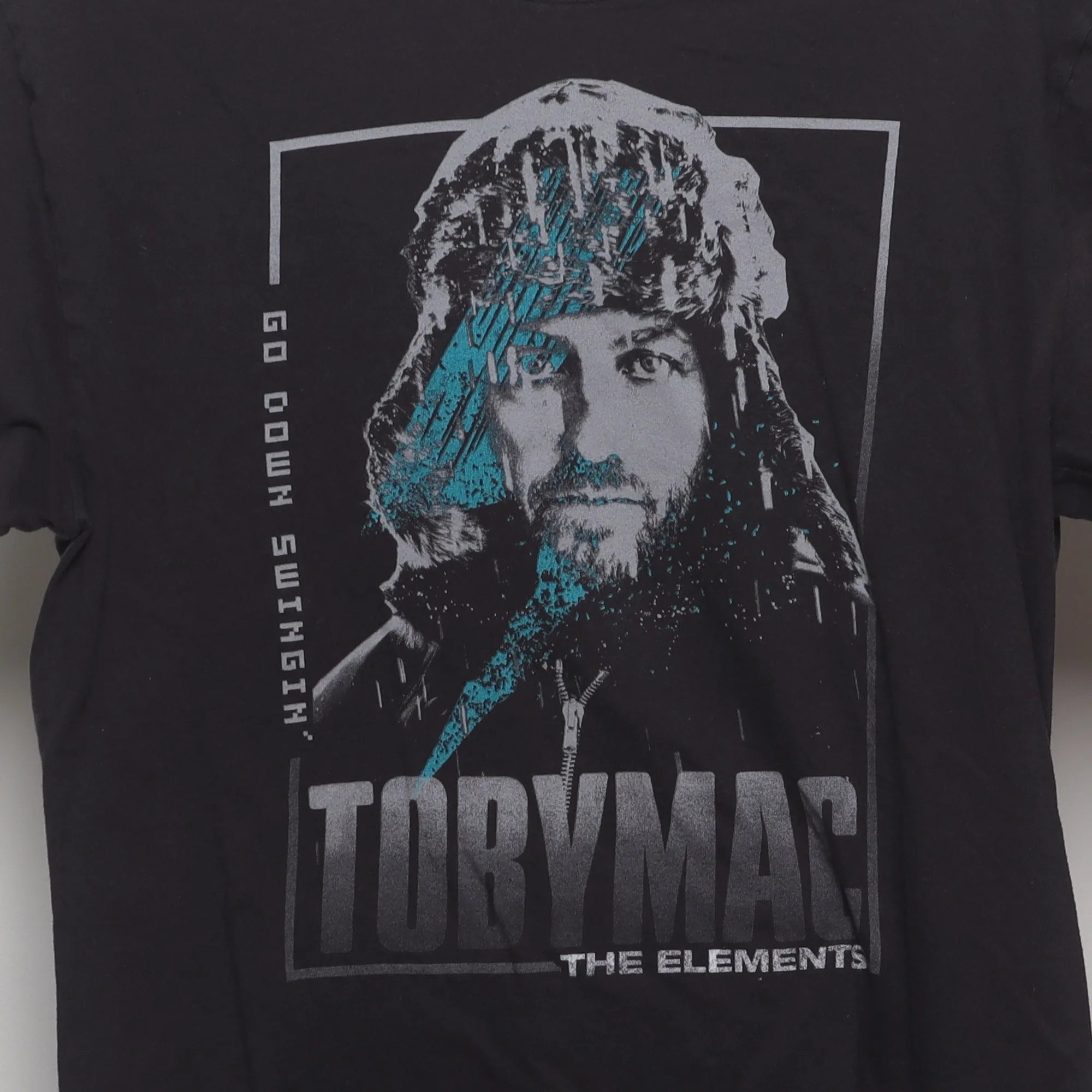 Close-up of the main graphic on the Vintage 2010s TobyMac The Elements Tour T-Shirt M