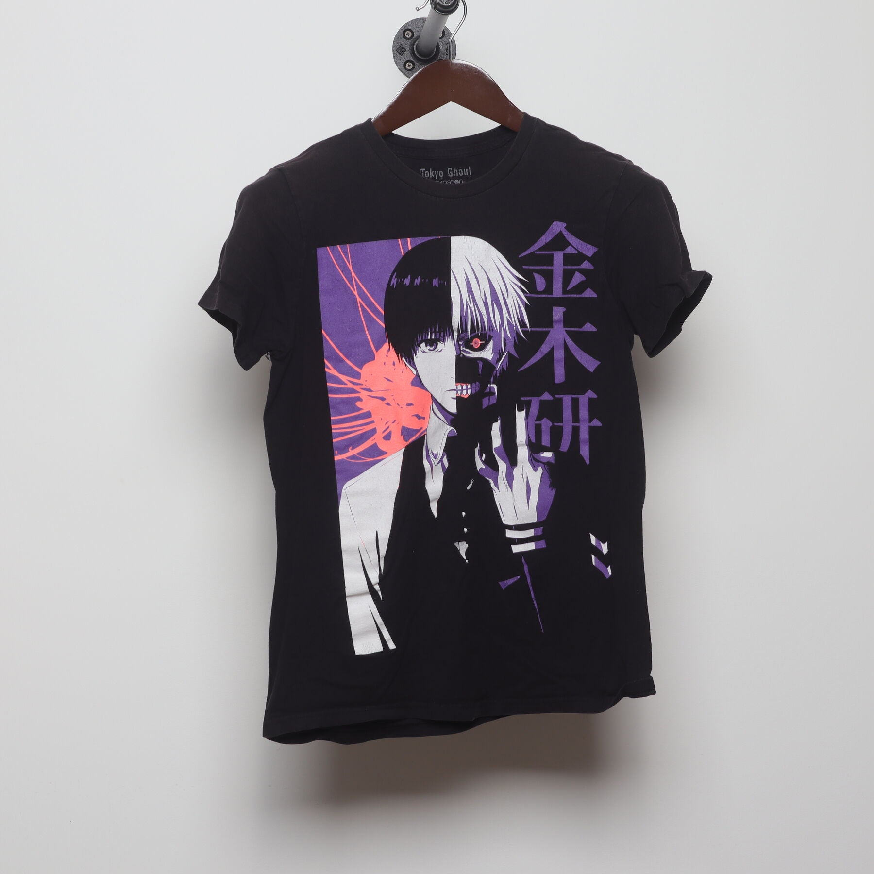Front view of Vintage 2010s Tokyo Ghoul "Ken Kaneki Split" T-Shirt - S
