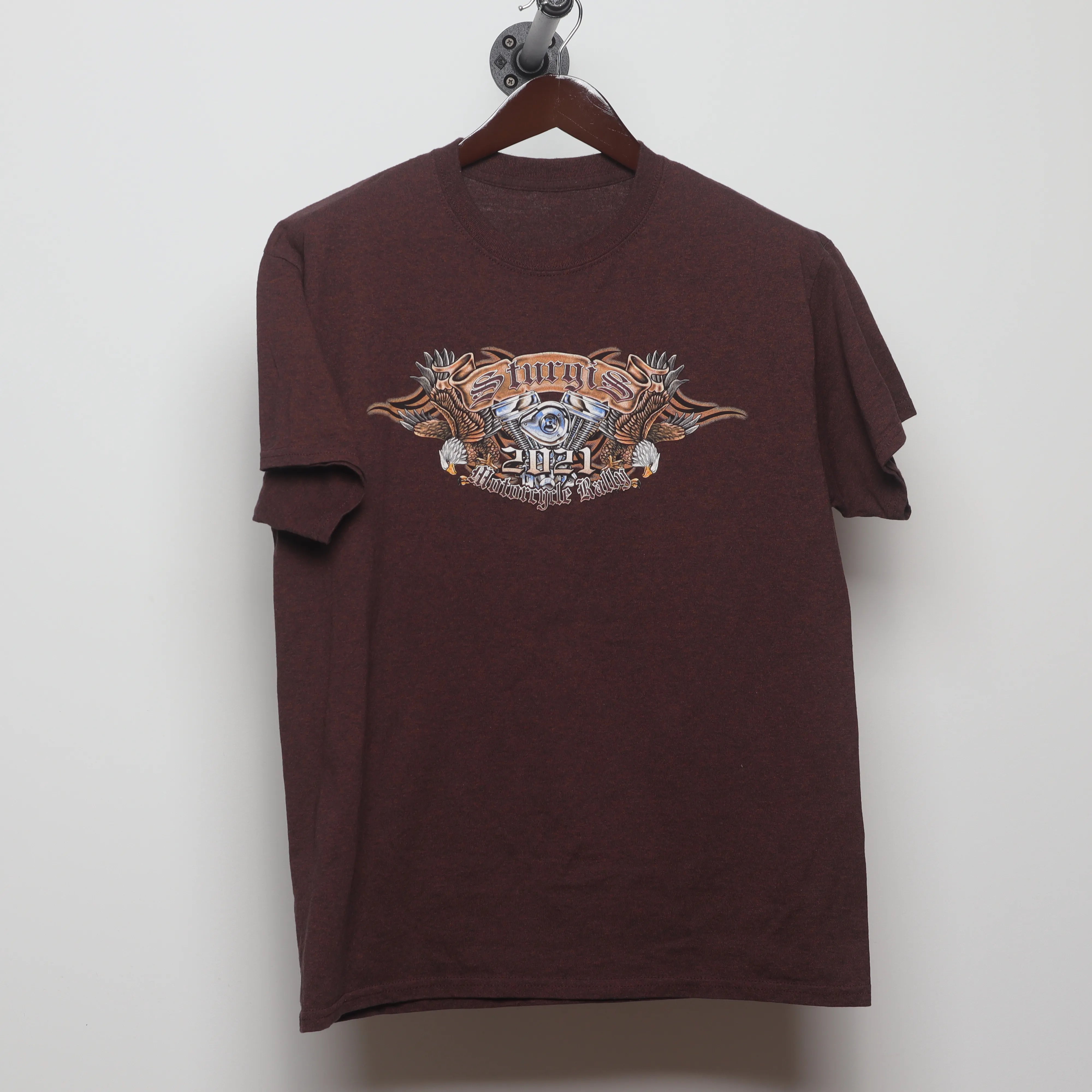 Front view of Vintage 2021 Sturgis Motorcycle Rally T-Shirt L