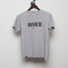 Front view of Vintage 90s Nike Block Logo Swoosh T-Shirt M