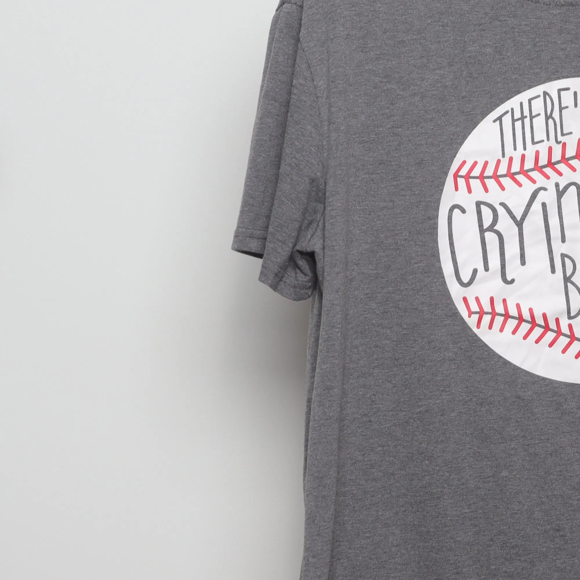 Close-up of the sleeve on the Vintage A League of Their Own Baseball Quote T-Shirt L