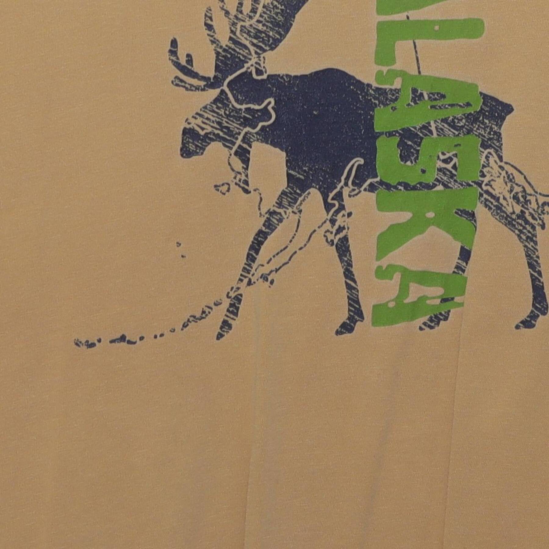 Close-up of the main graphic on the Vintage Y2K Comfort Colors "Alaska Moose" T-Shirt - XL