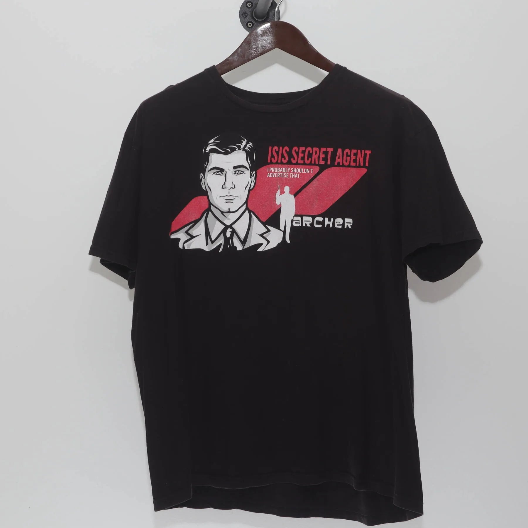 Front view of Vintage Y2K Archer "ISIS Secret Agent" T-Shirt - L