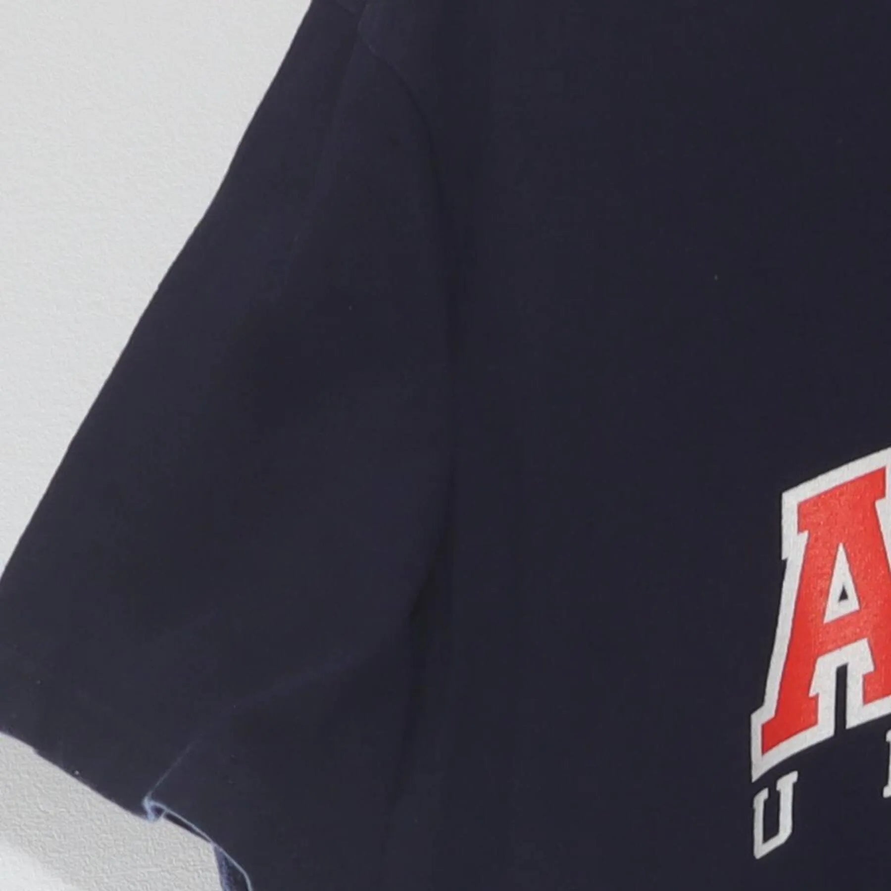 Close-up of the Left sleeve on the Vintage 1990s Ralph Lauren Sport "Auburn University" T-Shirt - M