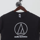 Close-up of the collar and tag on the Vintage Audio-Technica Logo Promo T-Shirt S