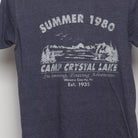Close-up of the main graphic on the Vintage Camp Crystal Lake Horror Movie T-Shirt S