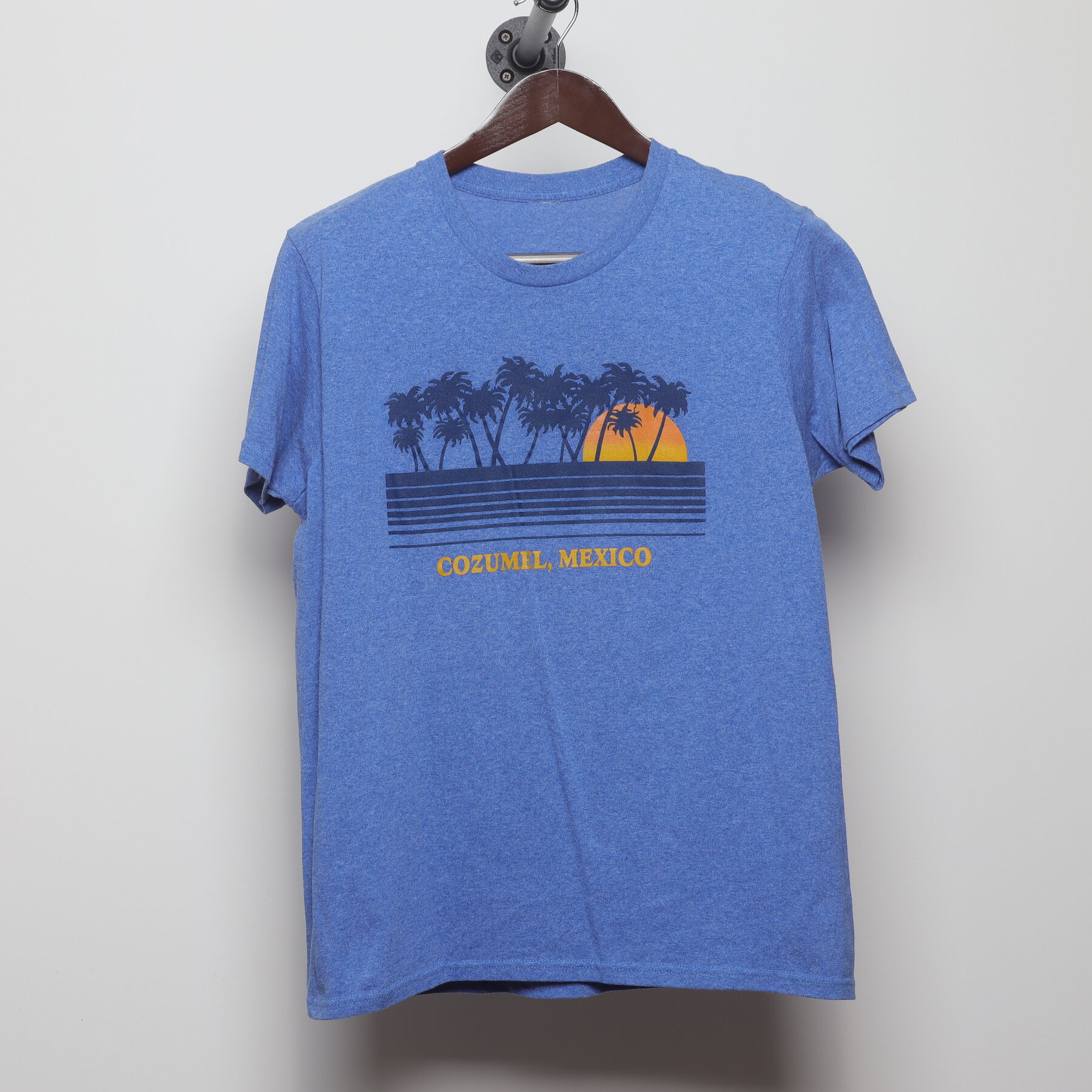 Front view of Vintage Y2K Cozumel Mexico "Sunset Palm Trees" T-Shirt - M