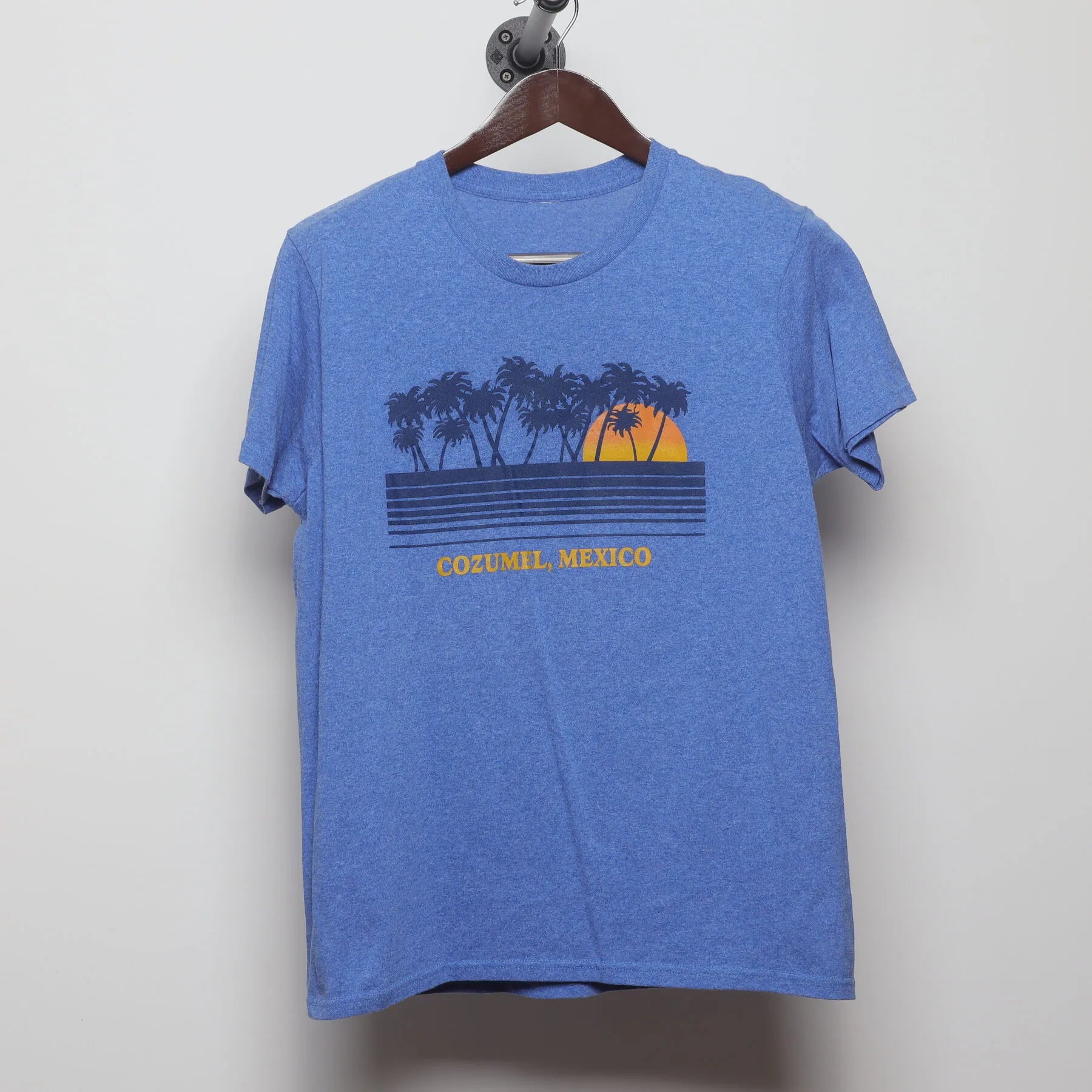 Front view of Vintage Y2K Cozumel Mexico "Sunset Palm Trees" T-Shirt - M