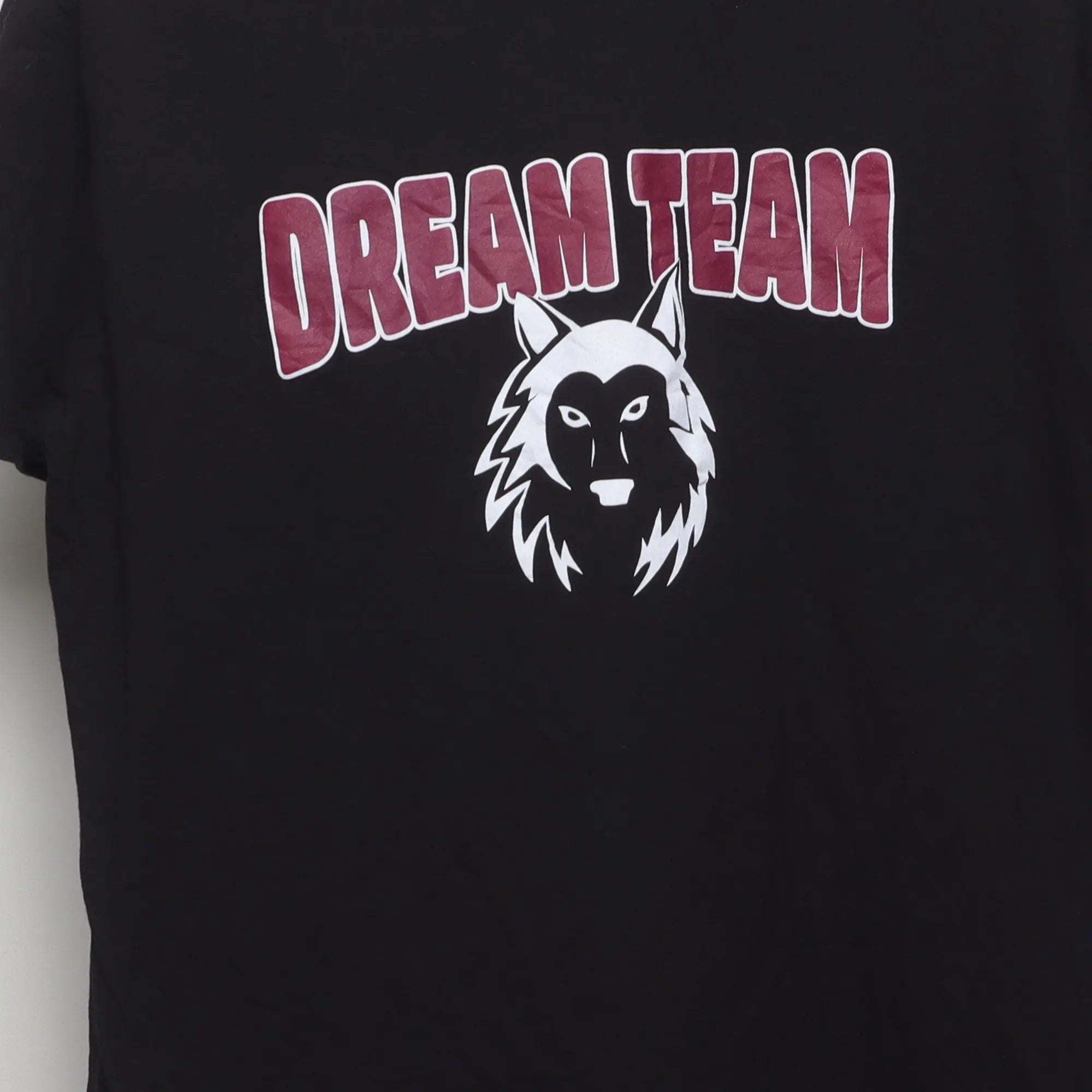 Close-up of the main graphic on the Vintage Dream Team Wolf Graphic T-Shirt L