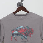 Close-up of the collar and tag on the Vintage Eddie Bauer Bison Landscape Graphic Tee M