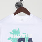 Close-up of the collar and tag on the Vintage Y2K Hollywood "CA Palm Tree" T-Shirt - S