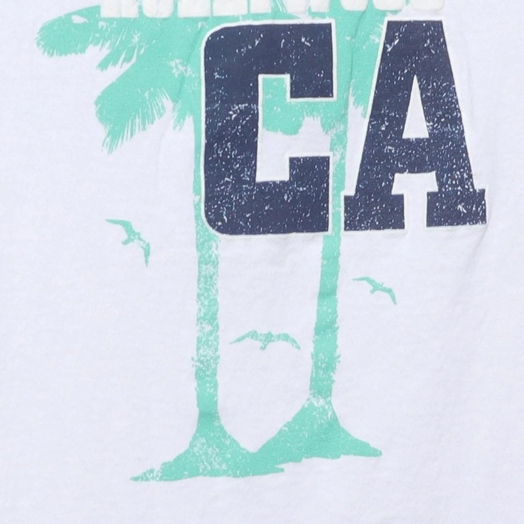 Close-up of the main graphic on the Vintage Y2K Hollywood "CA Palm Tree" T-Shirt - S