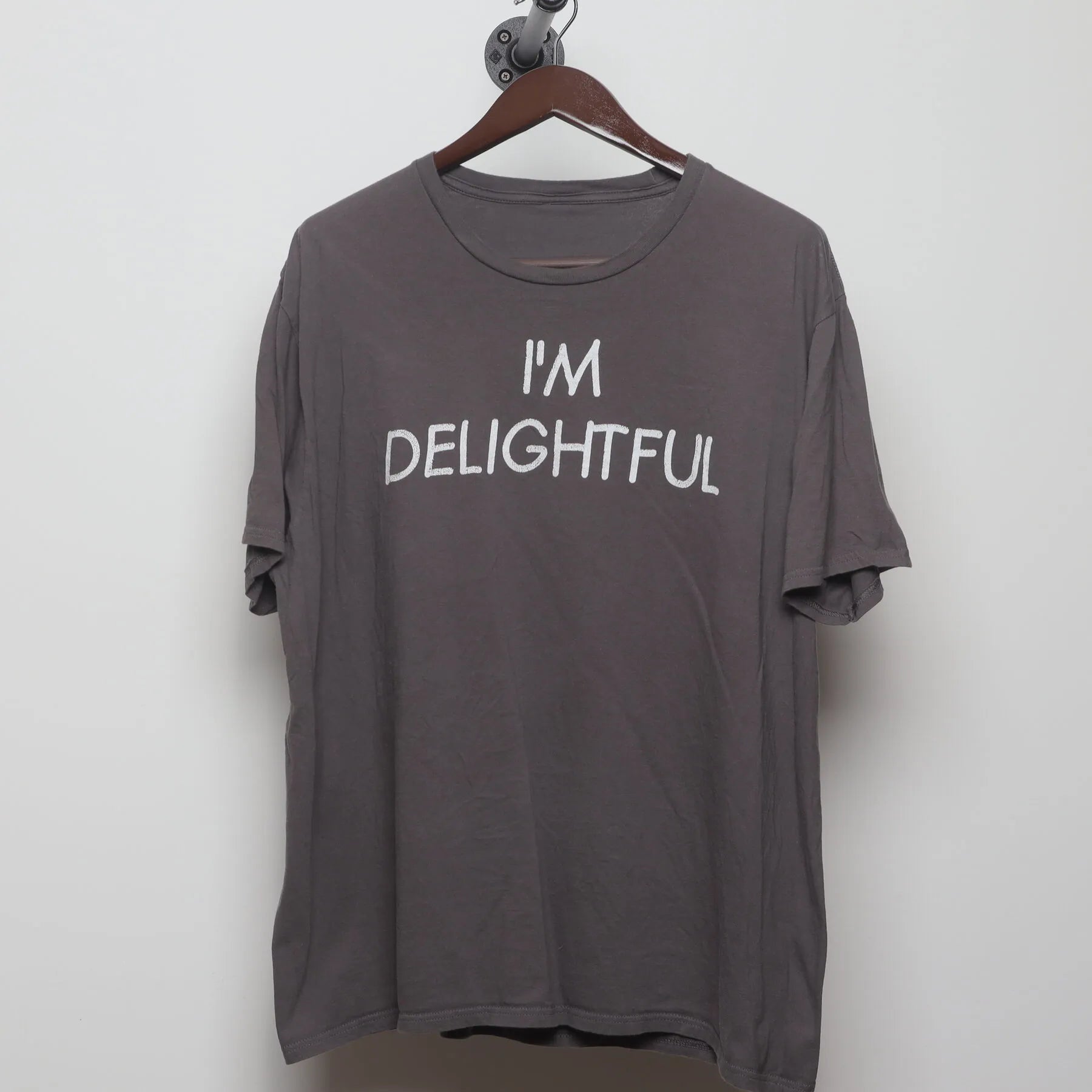 Front view of Vintage Y2K Slogan "I'm Delightful" T-Shirt - XL