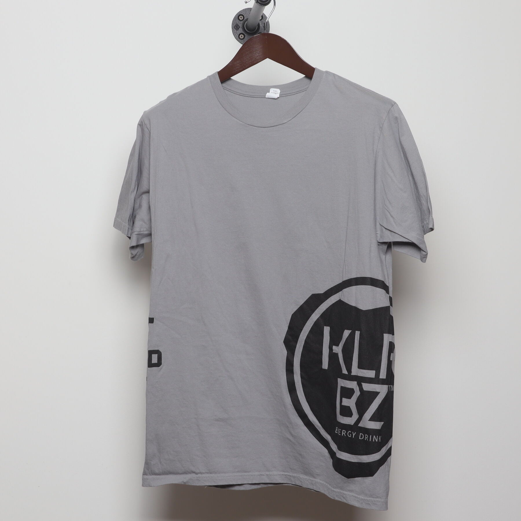 Front view of Vintage Y2K KLR BZ Energy Drink "Stick That In A Can" T-Shirt - M