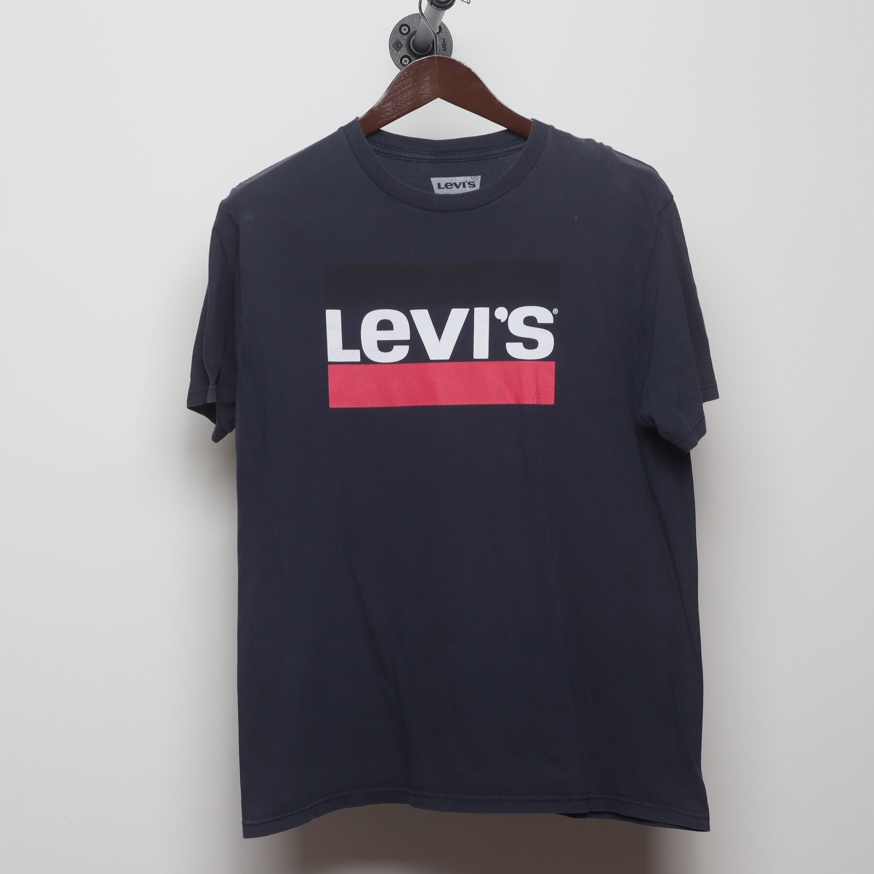Front view of Vintage Y2K Levi's "Block Logo" T-Shirt - M