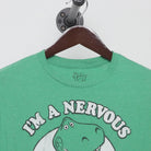 Close-up of the collar and tag on the Vintage Modern Disney Pixar "I'm a Nervous Rex" T-Shirt - L