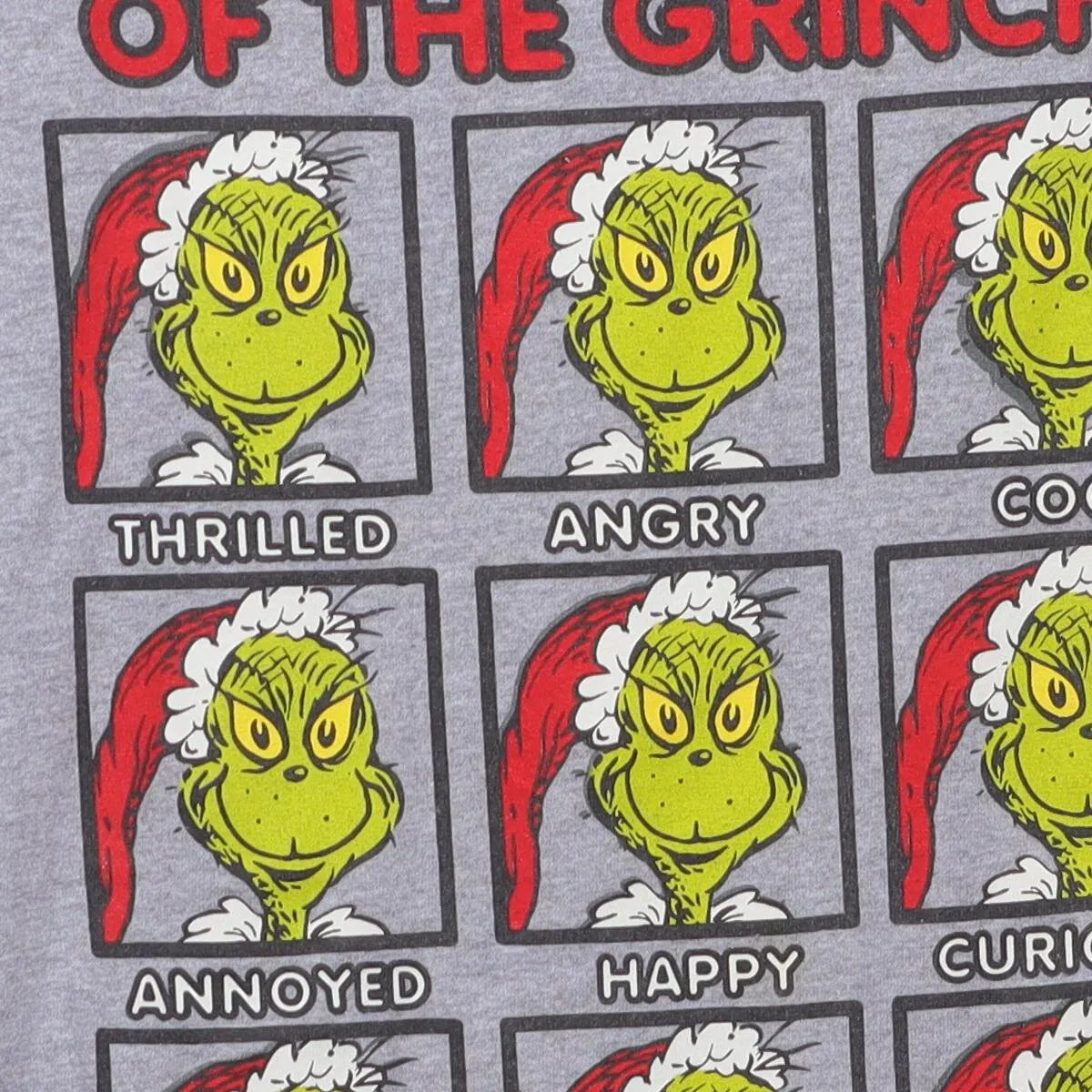 Close-up of the main graphic on the Vintage Modern Dr. Seuss "Emotions of The Grinch" T-Shirt - M