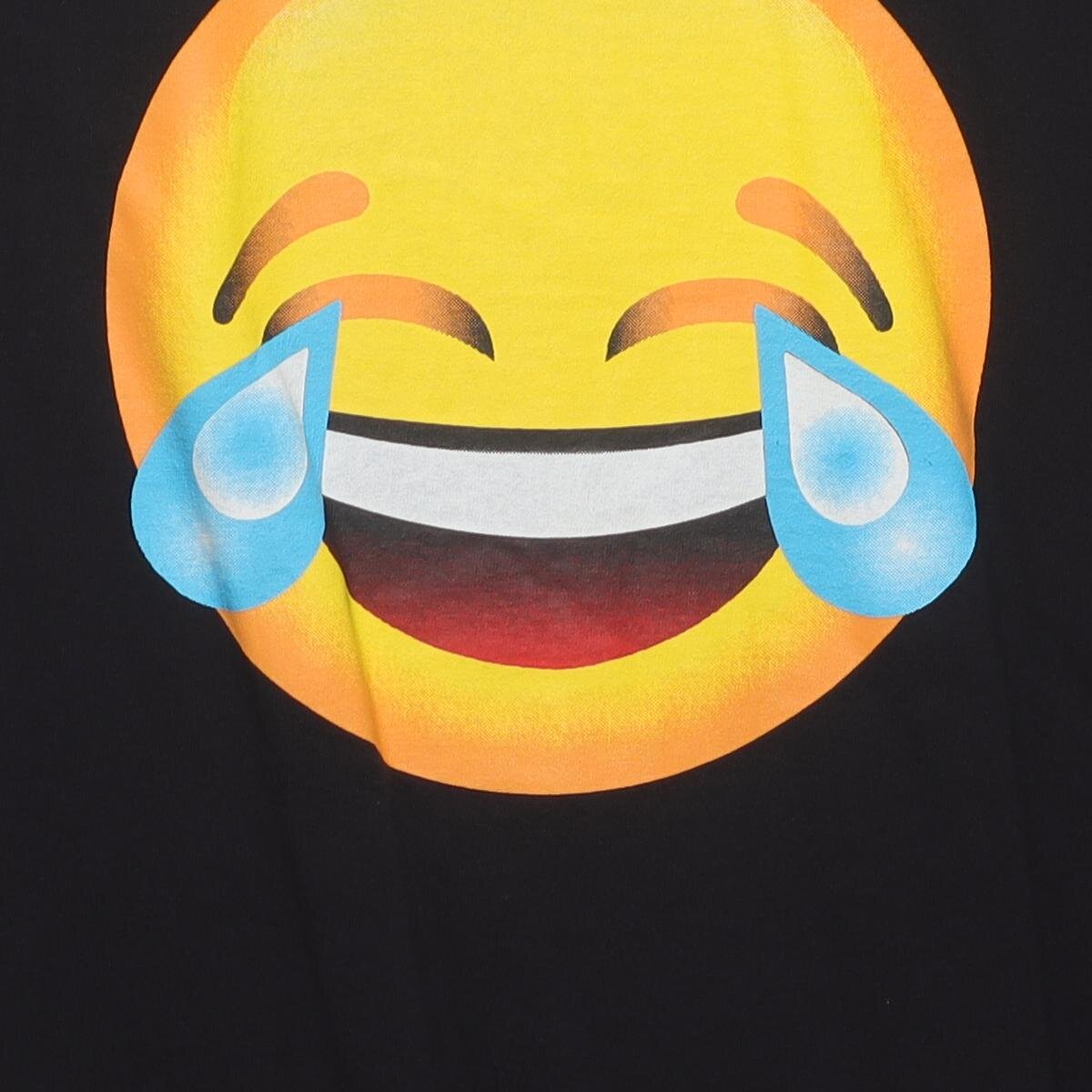 Close-up of the main graphic on the Vintage Modern Emoji "Face with Tears of Joy" T-Shirt - XL