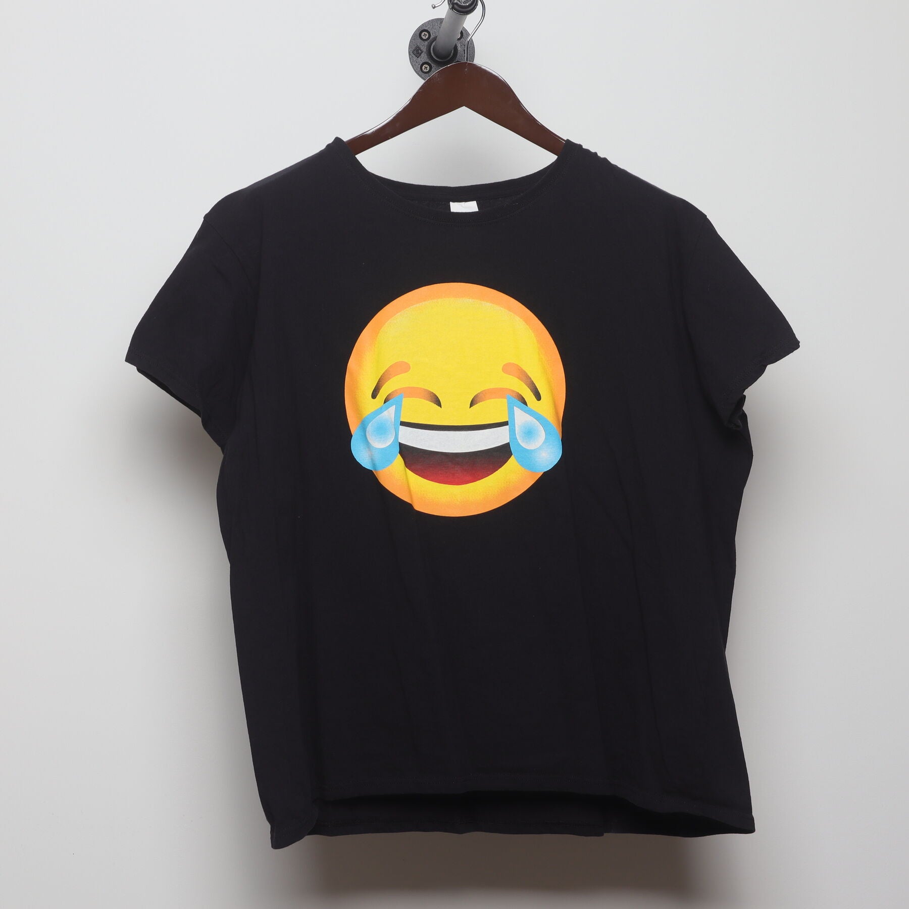 Front view of Vintage Modern Emoji "Face with Tears of Joy" T-Shirt - XL
