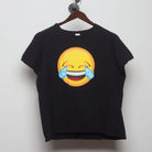 Front view of Vintage Modern Emoji "Face with Tears of Joy" T-Shirt - XL