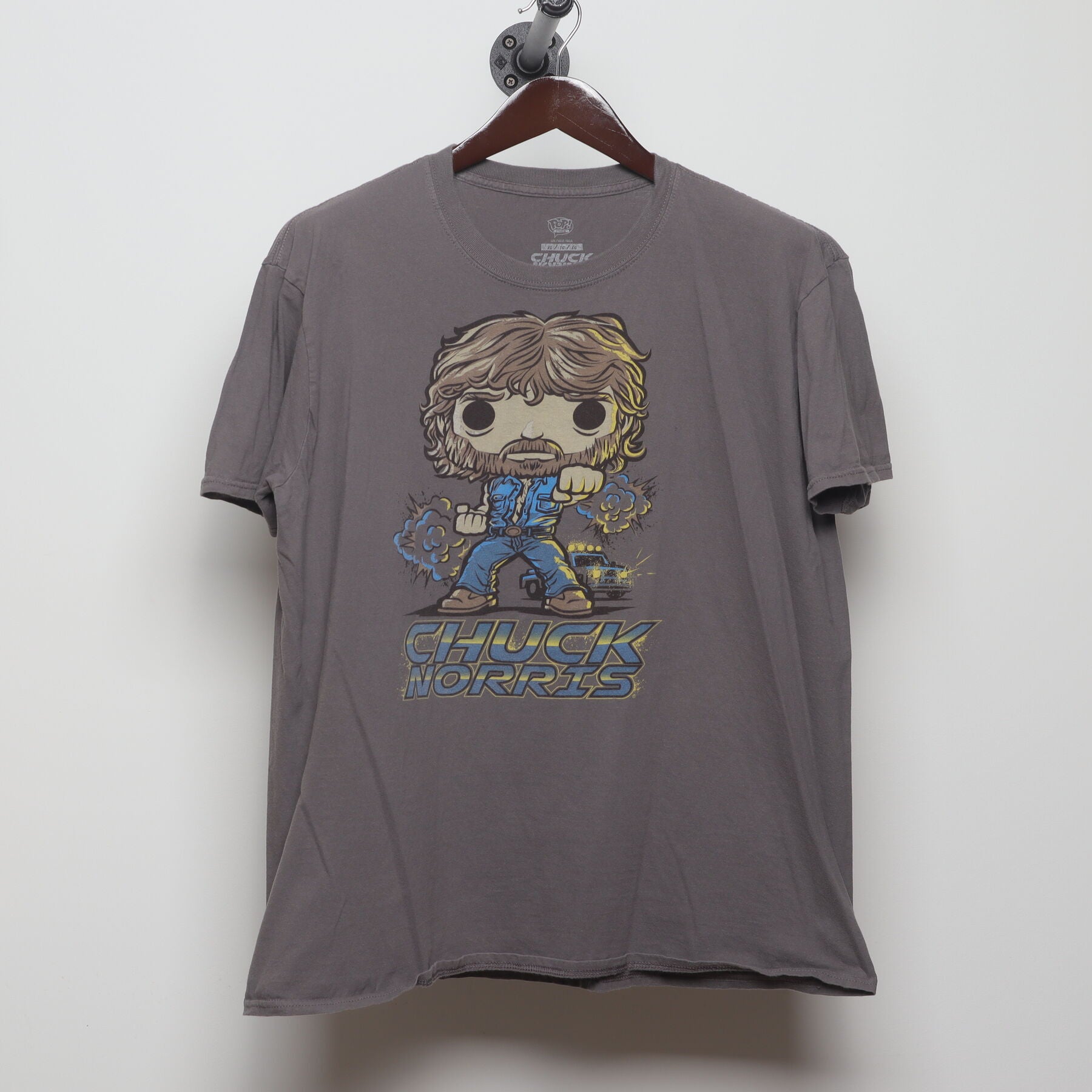 Front view of Vintage Modern Funko POP! "Chuck Norris" T-Shirt - XL