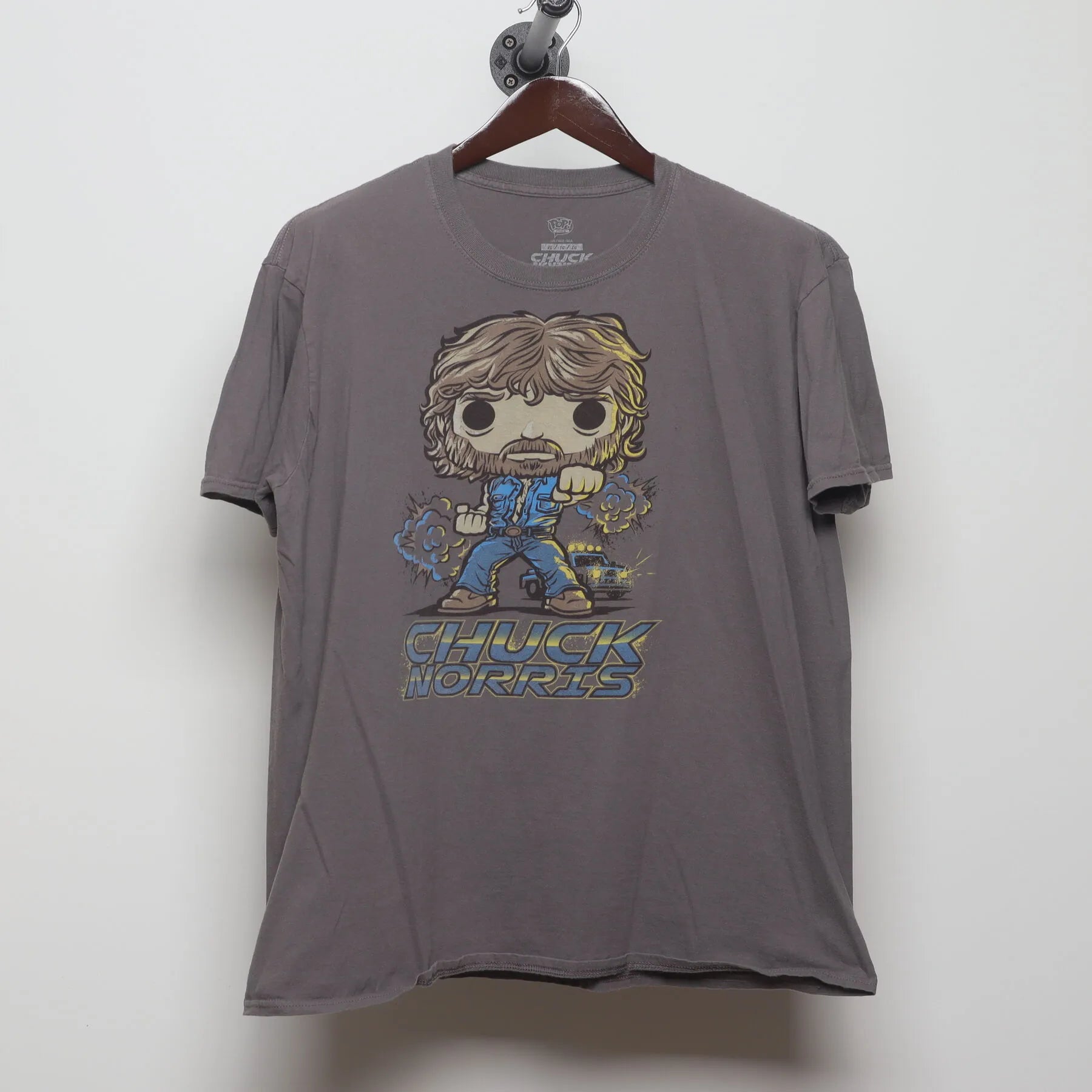 Front view of Vintage Modern Funko POP! "Chuck Norris" T-Shirt - XL