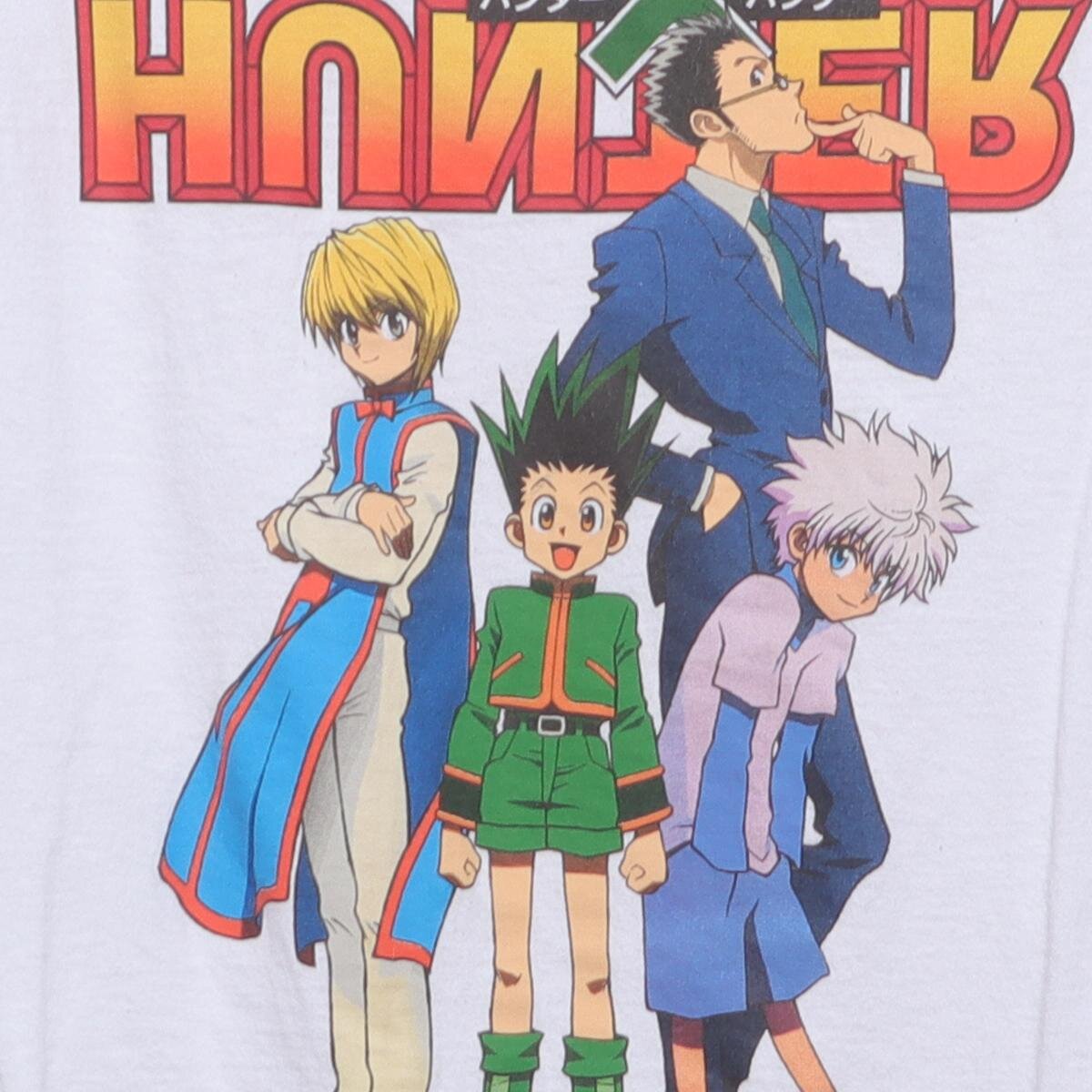 Close-up of the main graphic on the Vintage Modern Hunter x Hunter "Main Cast" T-Shirt - S