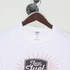 Close-up of the collar and tag on the Vintage Modern Jack's "Fan Fuel" T-Shirt - L