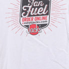 Close-up of the main graphic on the Vintage Modern Jack's "Fan Fuel" T-Shirt - L