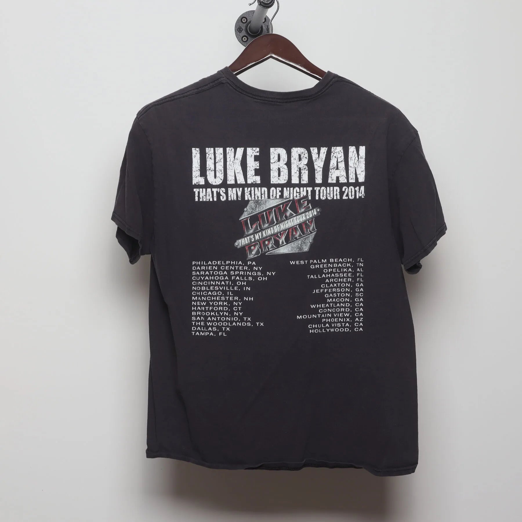 Back view of Vintage Modern Luke Bryan "That's My Kind of Night Tour 2014" T-Shirt - L