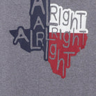 Close-up of the main graphic on the Vintage Modern Matthew McConaughey "Alright Alright Alright Texas" T-Shirt - L