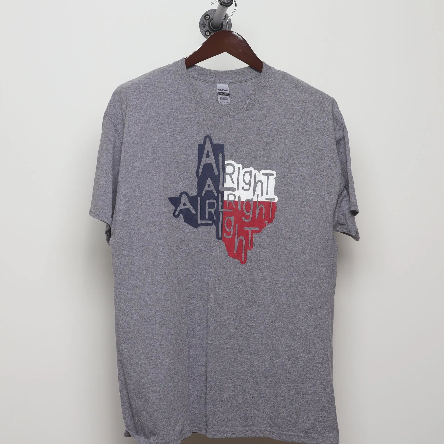 Front view of Vintage Modern Matthew McConaughey "Alright Alright Alright Texas" T-Shirt - L